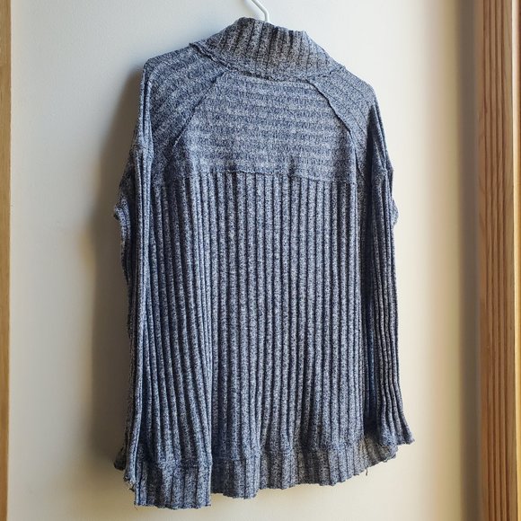 FREE PEOPLE Blue Ribbed Ruffled Sweater - Picture 12 of 16